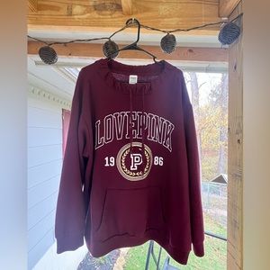 Pink Victoria’s Secret sweatshirt. XL. Good condition. Burgundy color